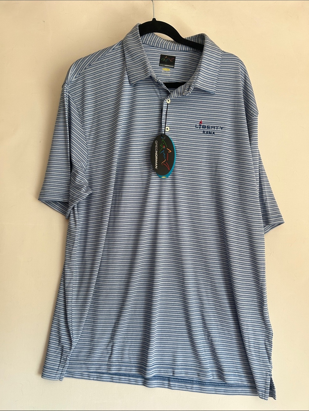 Men's Greg Norman Striped performance golf Shirt XXL